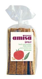 Amisa Organic Spelt "Italia Sticks" basil & tomato Crispbread 200g x6
