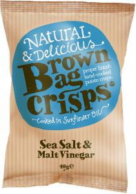 Brown Bag Crisps Sea Salt & Malt Vinegar 40g x20