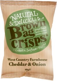 Brown Bag Crisps West Country Farmhouse Cheddar & Onion 40g x20