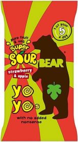 Bear Pure Fruit & Veg Strawberry and Apple Super Sour Yoyos 20g x18