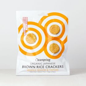 Clearspring Organic Japanese Brown Rice Crackers - Whole Sesame 12 x40g