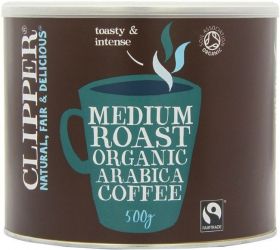 Clipper Organic & Fairtrade Instant Freeze Dried Cof Tin 500g