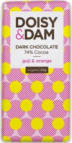 Doisy & Dam Organic Goji & Orange 74% Dark Chocolate 25g x30