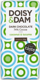 Doisy & Dam Organic Coconut and Lucuma 74% Dark Chocolate 25g x30