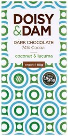 Doisy & Dam Organic Coconut and Lucuma 74% Dark Chocolate 80g x12