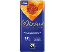 Divine 34% Milk Chocolate with Orange Crisp 90g