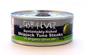 Fish 4 Ever Skipjack Tuna Steaks in Org Olive Oil (160g)