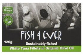 Fish 4 Ever White Tuna Fish in Organic Olive Oil 120g