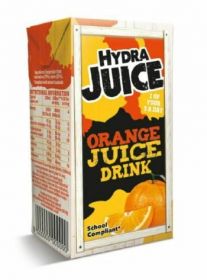 Hydra 75% Orange Juice Drink Cartons with Straw 200ml