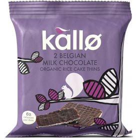 Kallo Organic Belgian Milk Chocolate Rice Cake Thins 22.5g - 2's