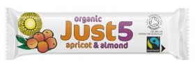 Just5 Fairtrade & Organic Almond & Apricot Bars 40g