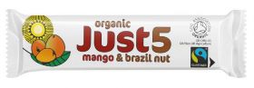 Just5 Fairtrade & Organic Mango & Brazil Nut Bars 40g