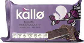 Kallo ORG Belgian Milk Chocolate Rice Cake Thins 90g