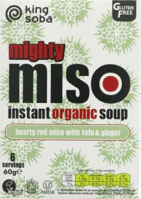 King Soba Organic Hearty Red Miso with Tofu and Ginger Instant Soup 60g x10