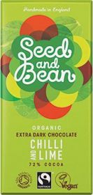 Seed and Bean Fair Trade & Organic Chilli and Lime Extra Dark Chocolate 85g x8