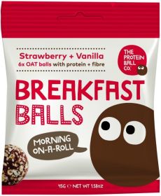 Protein Ball Co. Strawberry and Vanilla Breakfast Balls (Protein and Fibre) 45g x10