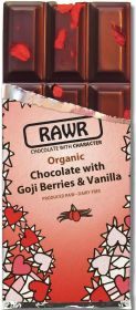 Rawr Organic & Fair Trade Raw Chocolate - 72% Cacao, Goji Berries & Vanilla 60g x10