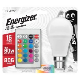 Enegizer colour changing B22 GLS LED RGB+W with remote