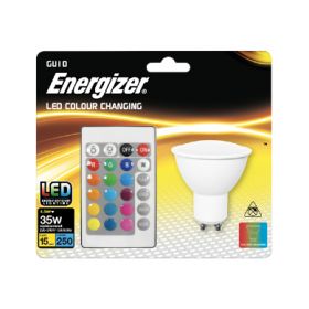 Energizer colour changing GU10 LED RGB+W with remote control