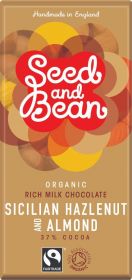 Seed & Bean Organic & Fairtrade Milk Hazelnut & Almond Choc 75g