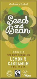Seed & Bean Organic & Fairtrade Dark Lemon & Cardamom Choc 75g