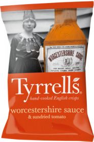 Tyrrells Worcestershire Sauce and Sundried Tomato Hand-Cooked English Potato Crisps 40g x24