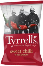 Tyrrells Sweet Chilli and Red Pepper Hand-Cooked English Potato Crisps 150g x12