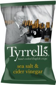 Tyrrells Sea Salt and Cider Vinegar Hand-Cooked English Potato Crisps 150g x12