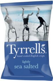 Tyrrells Lightly Sea Salted Hand-Cooked English Potato Crisps 150g x12