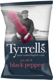 Tyrrells Sea Salt and Black Pepper Hand-Cooked English Potato Crisps 40g x24