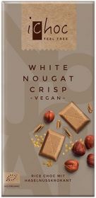 iChoc Organic White Nougat Crisp Rice Chocolate 80g x10