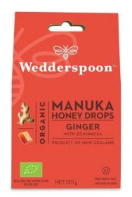Wedderspoon Ginger Natural Manuka Honey Drops (20 Drops Per Box) 120g-Single