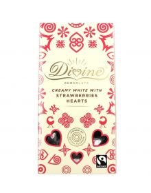 Divine FT White Chocolate with Strawberry Hearts 80g